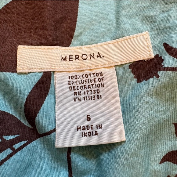 Y2K Teal and Brown Floral Skirt with Embroidered Eyelets size 6 Merona - Picture 4 of 8